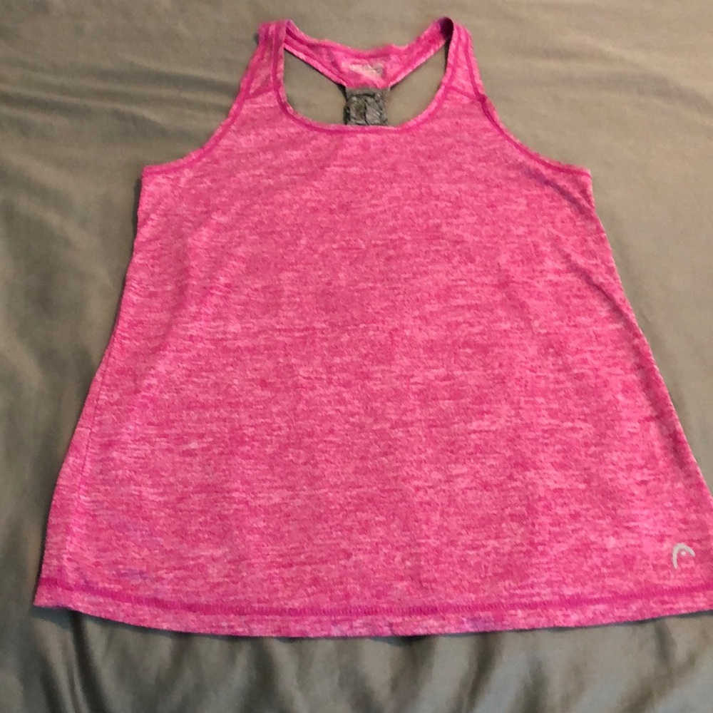 Pink and grey dry fit tank top